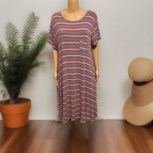 Lularoe Women’s Shirt Dress Stripes Short Sleeve Size XL Stretch Comfortable - Picture 1 of 6